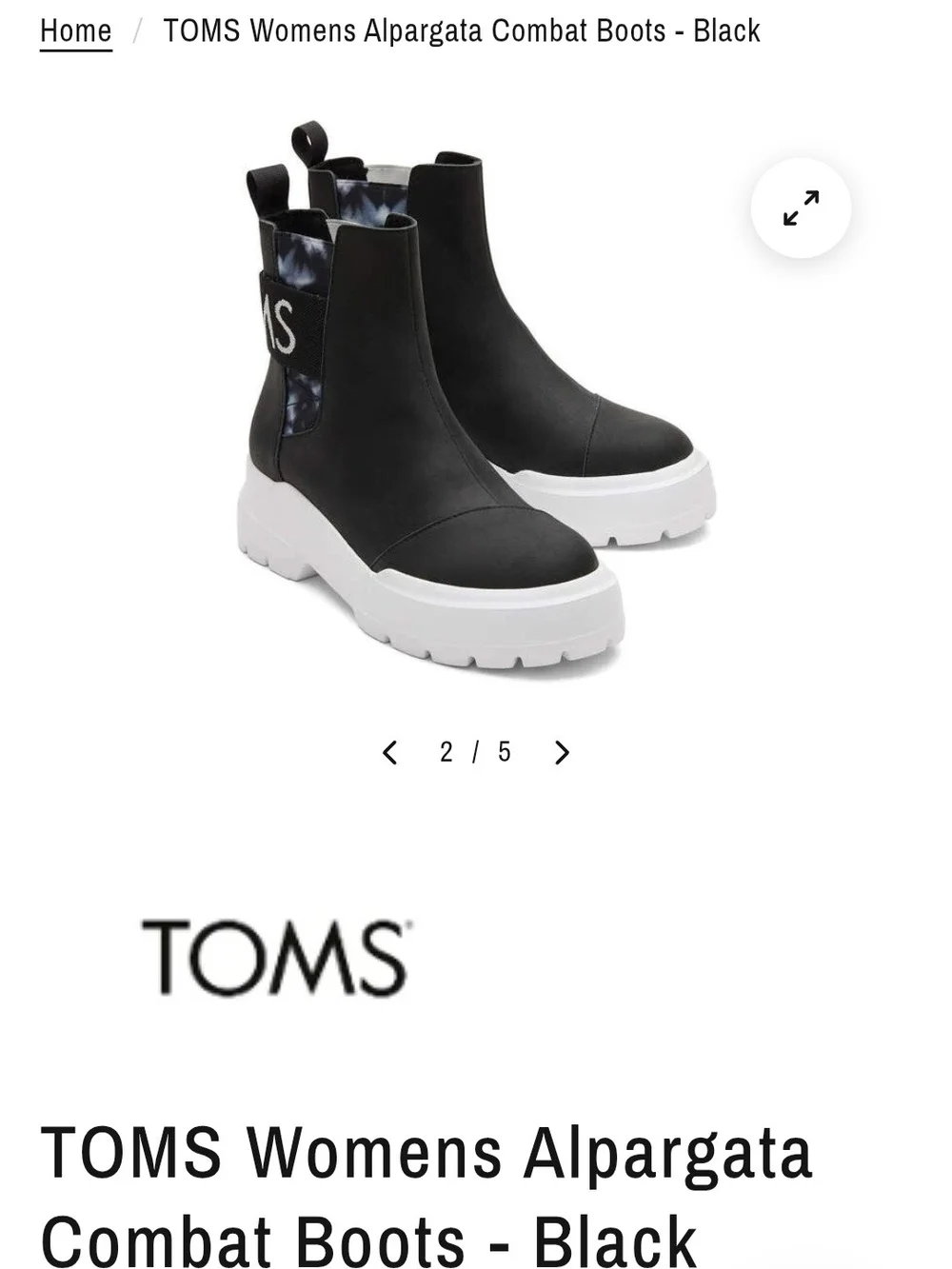 New Toms Black Ankle Booties with White Platform Sole